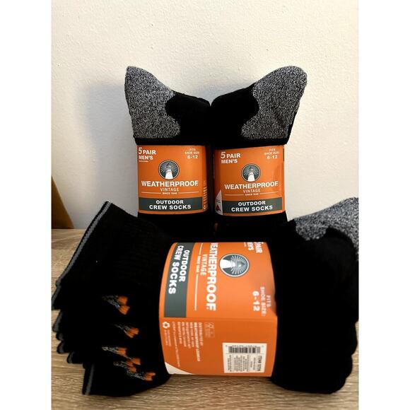 Wool Blend Weatherproof Vintage Men's 6-12 Outdoor Crew Socks 15Pair - Picture 2 of 5